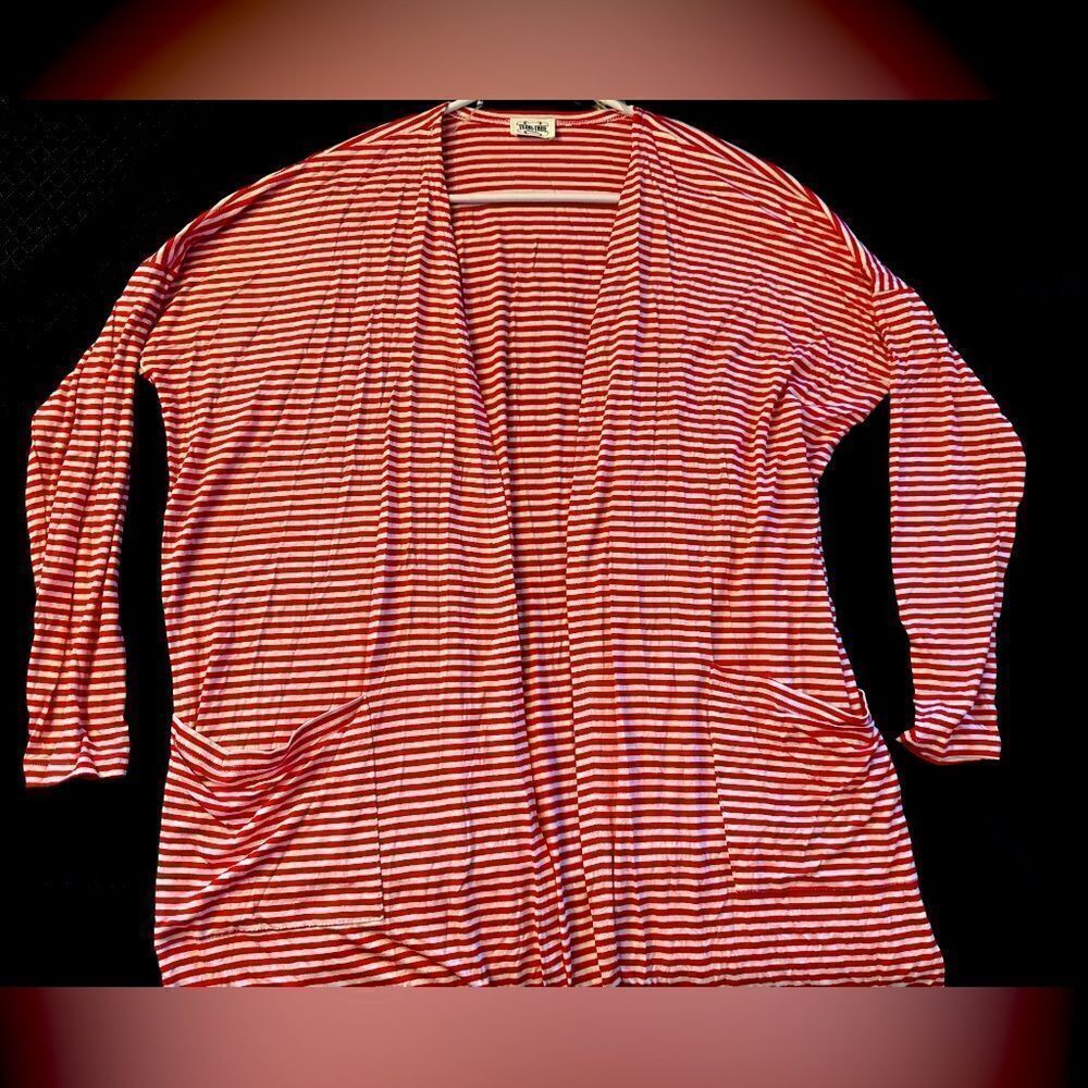 Red and White Striped Cardigan